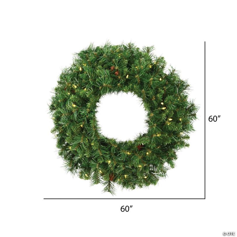 Vickerman 60" Cheyenne Pine Artificial Christmas Wreath, Warm White LED Lights