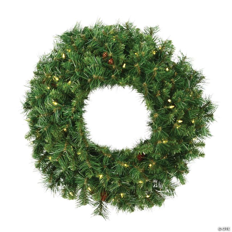 Vickerman 60" Cheyenne Pine Artificial Christmas Wreath, Warm White LED Lights
