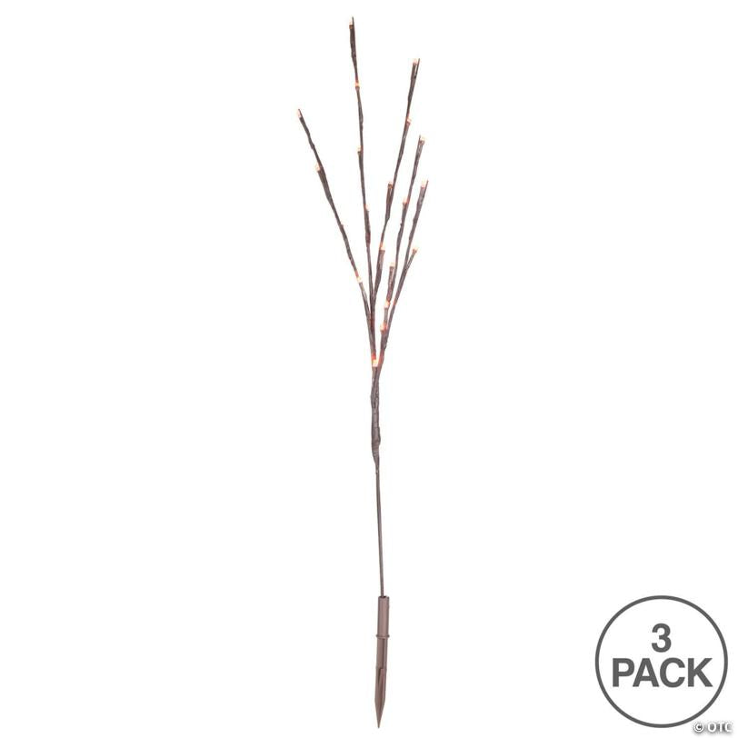 Vickerman 60 Orange Wide Angle LED Twig Light Set on Brown Wire, Pack of 3