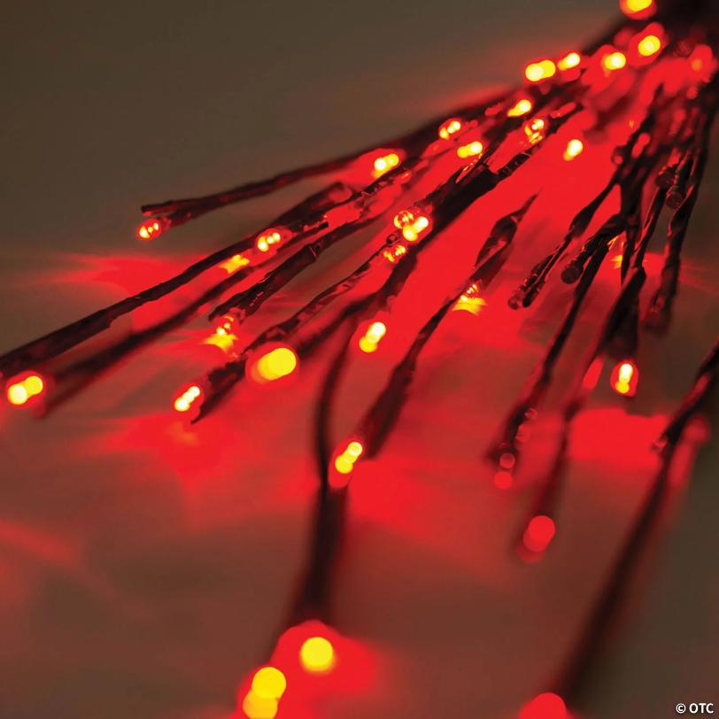 Vickerman 60 Red Wide Angle LED Twig Light Set on Brown Wire, Pack of 3