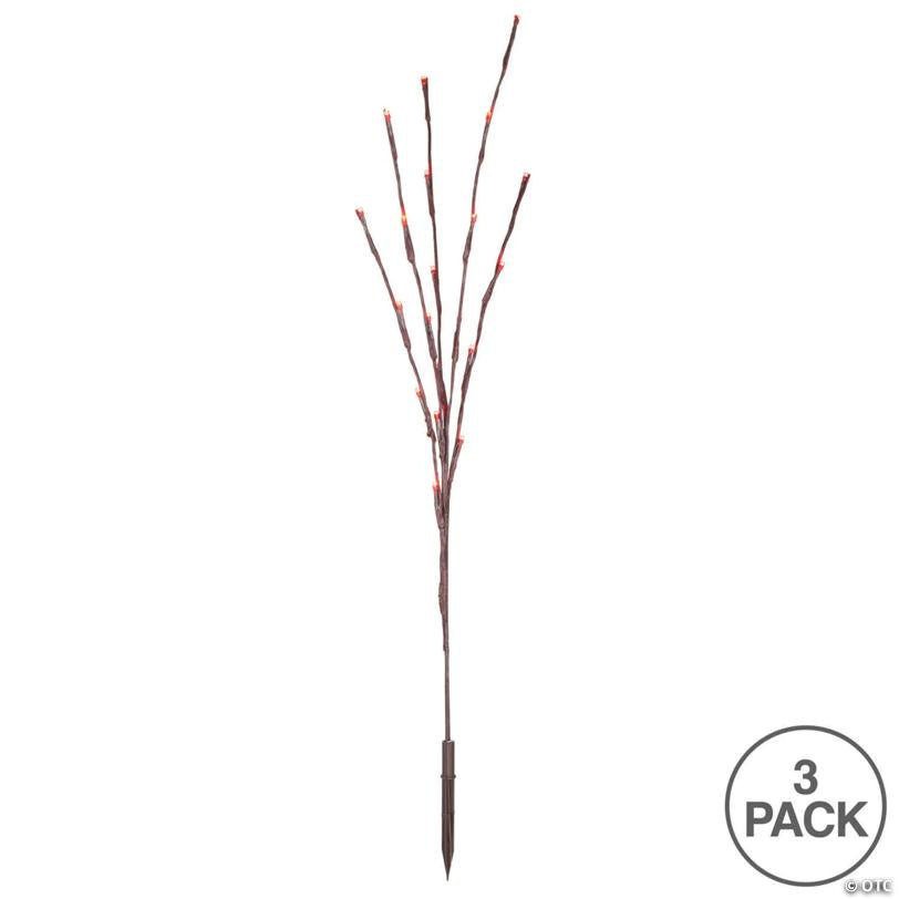 Vickerman 60 Red Wide Angle LED Twig Light Set on Brown Wire, Pack of 3
