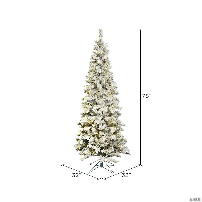 Vickerman 6.5' Flocked Pacific Christmas Tree with Warm White LED Lights