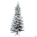 Vickerman 6.5' Flocked Utica Fir Slim Christmas Tree with Multi LED Lights