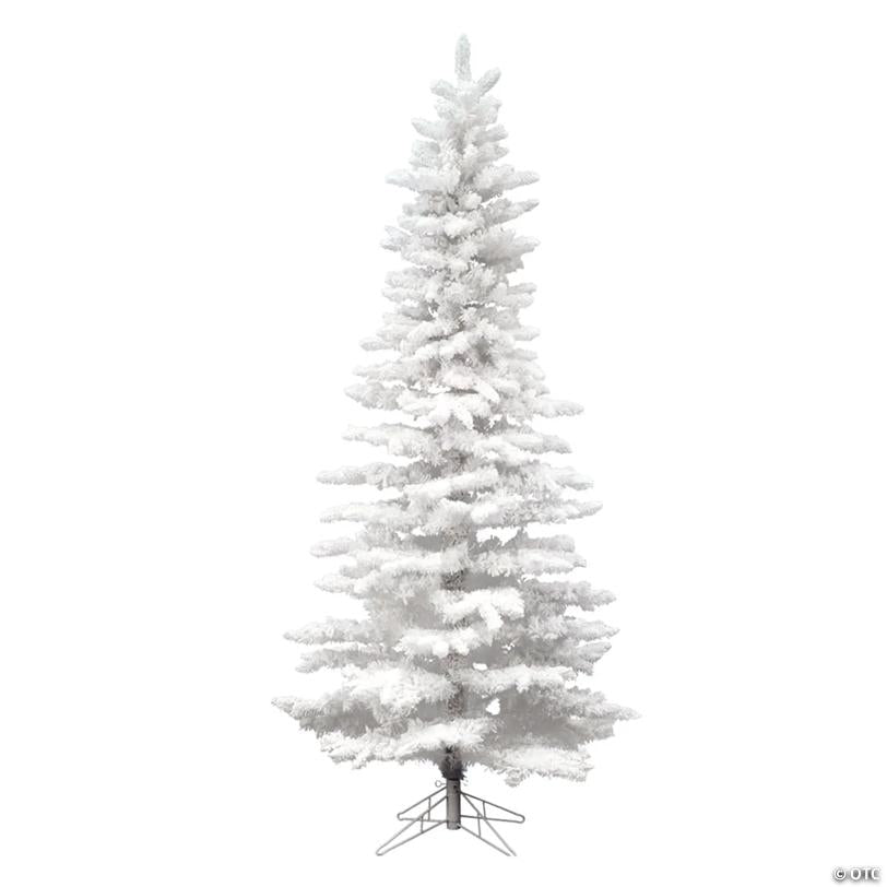 Vickerman 6.5' Flocked White Slim Christmas Tree - Unlit