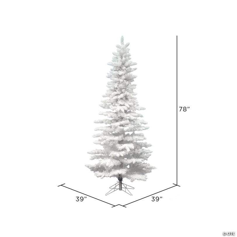 Vickerman 6.5' Flocked White Slim Christmas Tree - Unlit