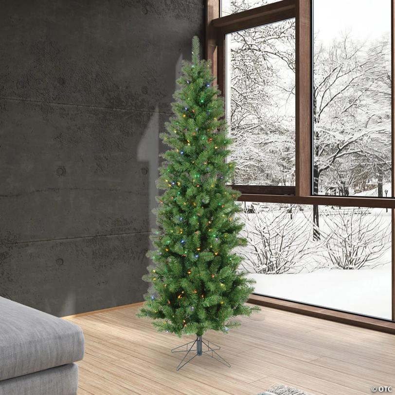Vickerman 6.5' Salem Pencil Pine Christmas Tree with Multi-Colored LED Lights