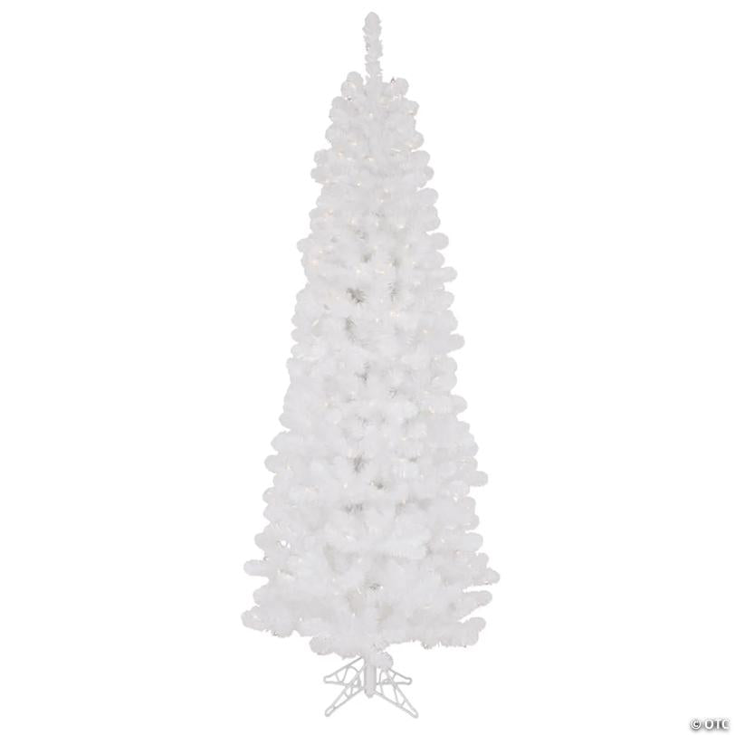 Vickerman 6.5' White Salem Pencil Pine Christmas Tree with Clear Lights