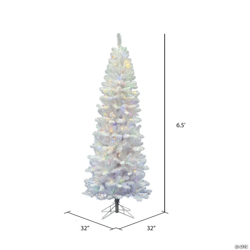 Vickerman 6.5' White Salem Pencil Pine Christmas Tree with Multi-Colored LED Lights
