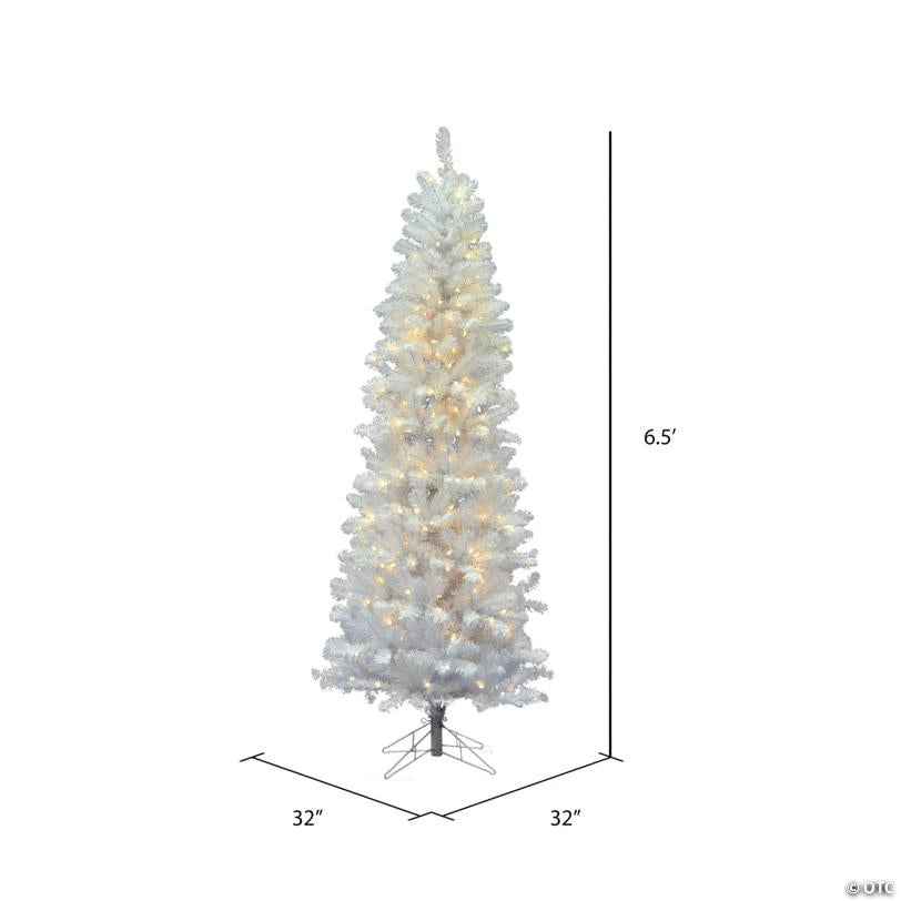 Vickerman 6.5' White Salem Pencil Pine Christmas Tree with Warm White LED Lights