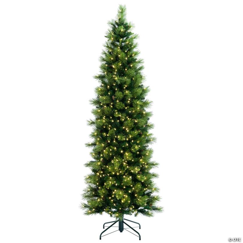 Vickerman 6.5' x 30" Slim Emerald Mixed Fir Artificial Pre-Lit Christmas Tree with 300 Dura-Lit® Warm White LED Mini Lights and 862 Realistic Mixed Fir Tips.