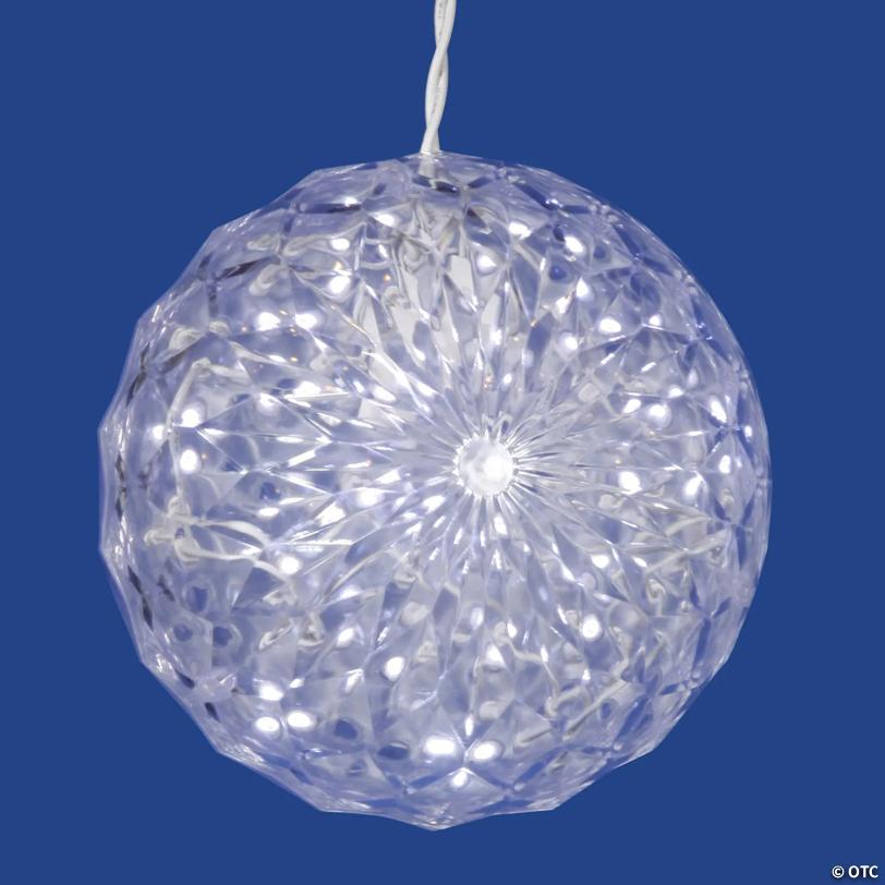 Vickerman 6" Crystal Ball Christmas Ornament with 30 Cool White LED Lights