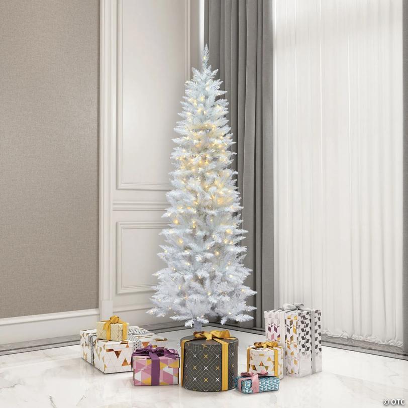 Vickerman 6' Sparkle White Spruce Pencil Christmas Tree with Warm White LED Lights