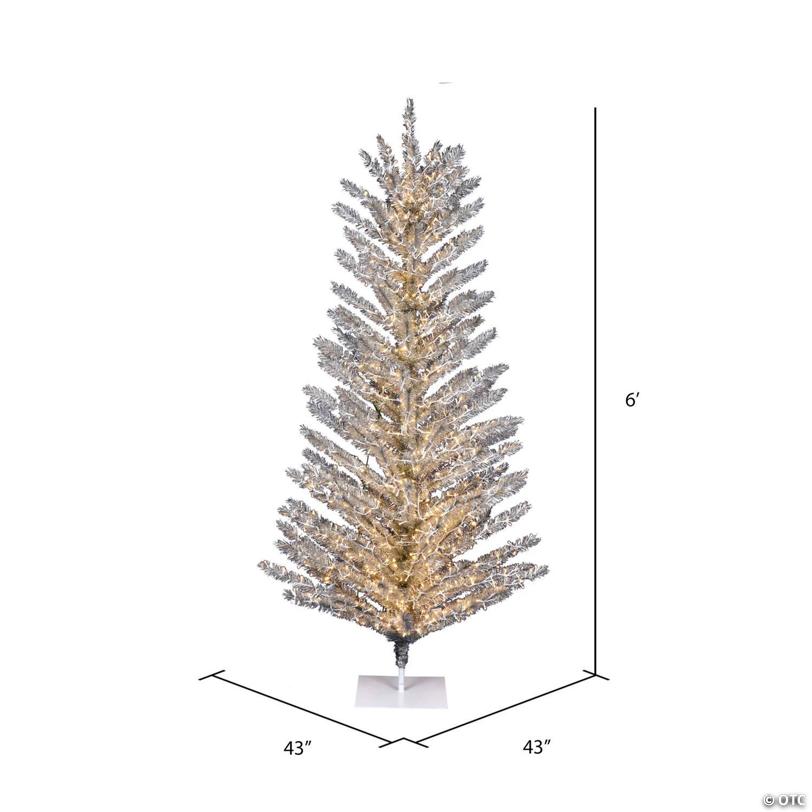 Vickerman 6' Vintage Aluminum Artificial Christmas Tree, Warm White  LED Wide Angle  Lights