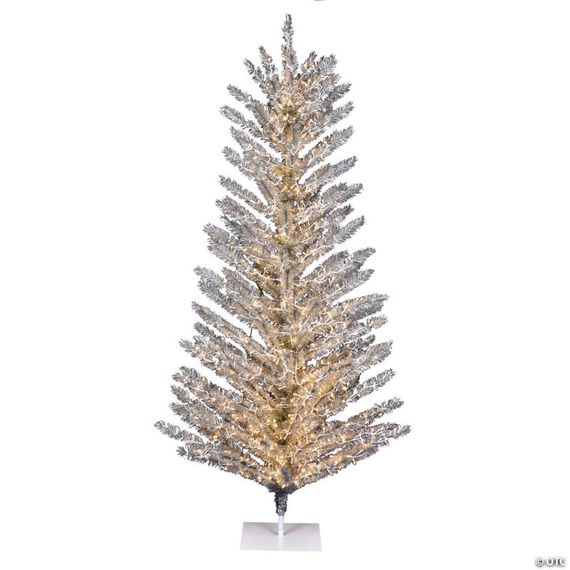 Vickerman 6' Vintage Aluminum Artificial Christmas Tree, Warm White  LED Wide Angle  Lights