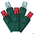 Vickerman 70 Red-White Wide Angle LED Single Mold light on Green Wire, 35' Light Strand