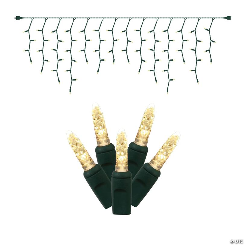 Vickerman 70 Warm White M5 LED Icicle Light on Green Wire, 9' Light Strand