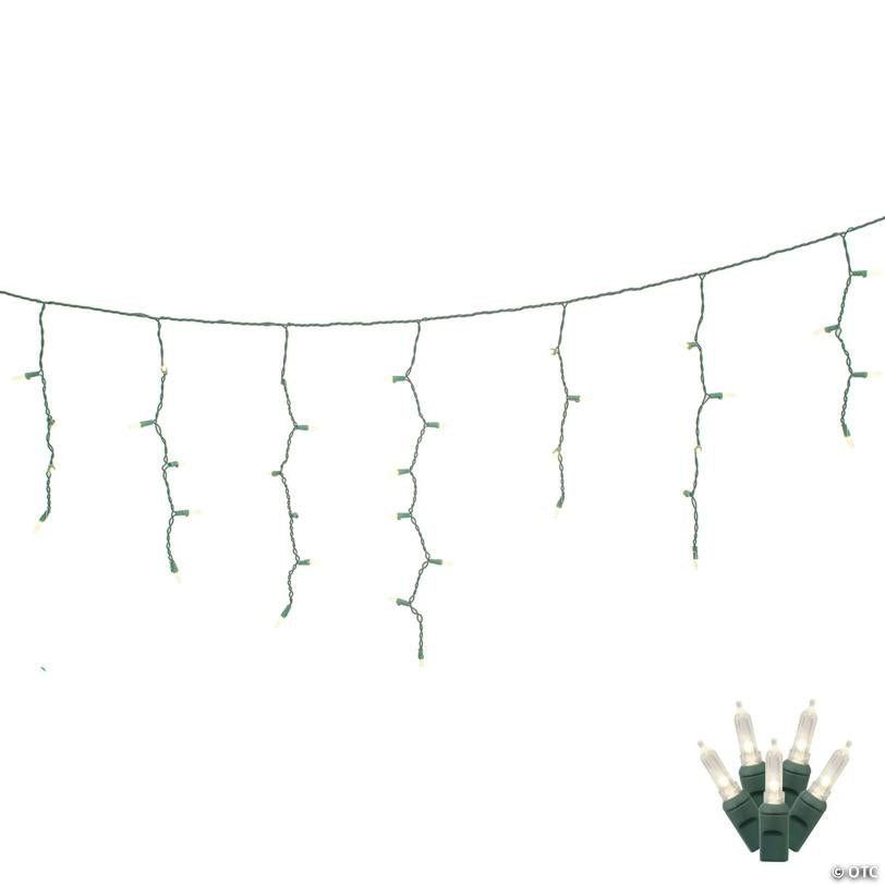 Vickerman 70 Warm White M5 LED Icicle Light on Green Wire, 9' Light Strand