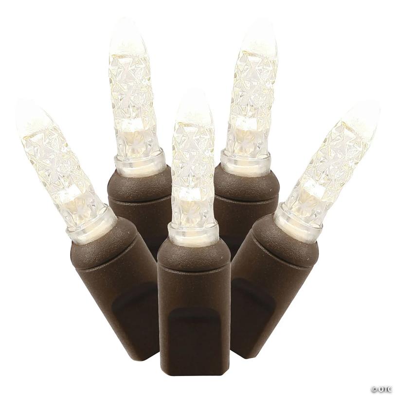 Vickerman 70 Warm White M5 LED Single Mold Icicle Light on Brown Wire, 9' Christmas Light Strand