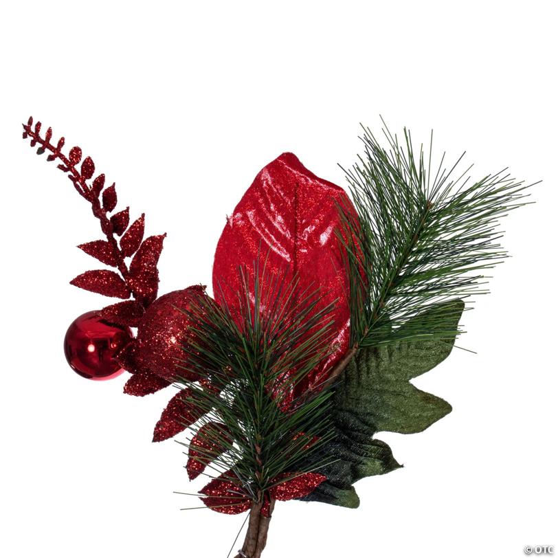 Vickerman 72" Merry Red Poinsettia, Ball, and Fern Decorated Garland.