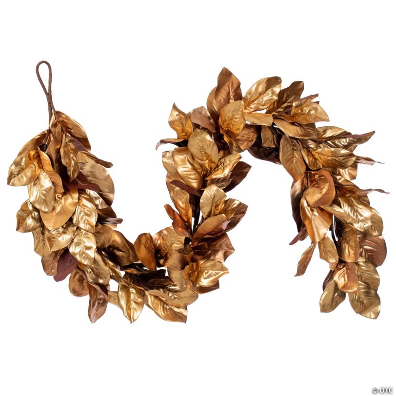 Vickerman 72" Metallic Gold Magnolia Leaf Garland