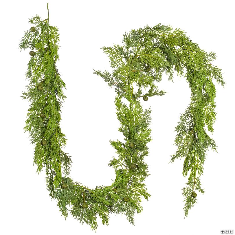 Vickerman 73" Green Stovall Cedar Pine  Artificial Christmas Garland, Unlit