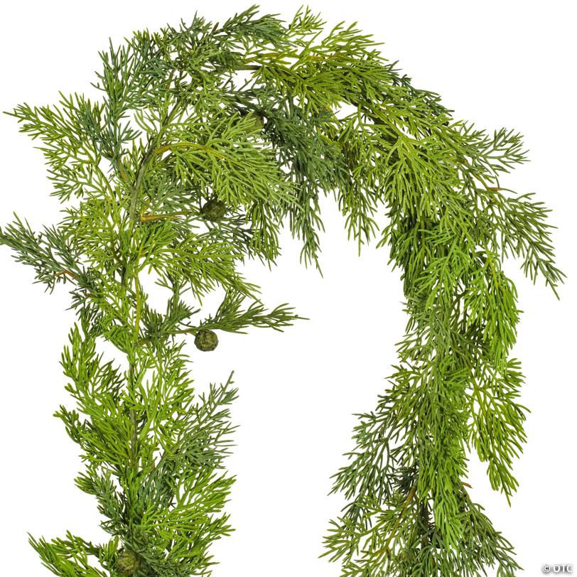 Vickerman 73" Green Stovall Cedar Pine  Artificial Christmas Garland, Unlit