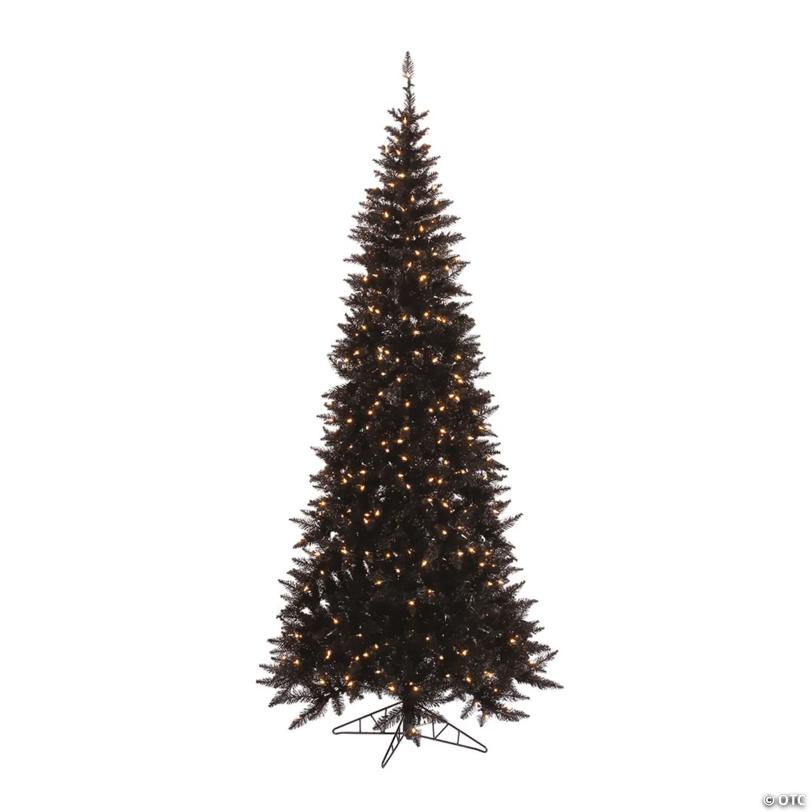 Vickerman 7.5' Black Fir Slim Christmas Tree with Warm White LED Lights
