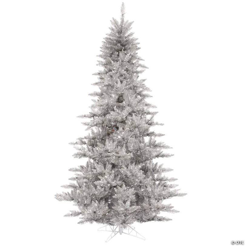 Vickerman 7.5' Silver Tinsel Fir Christmas Tree - Unlit