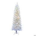 Vickerman 7.5' Sparkle White Spruce Pencil Artificial Christmas Tree, Warm White LED Lights