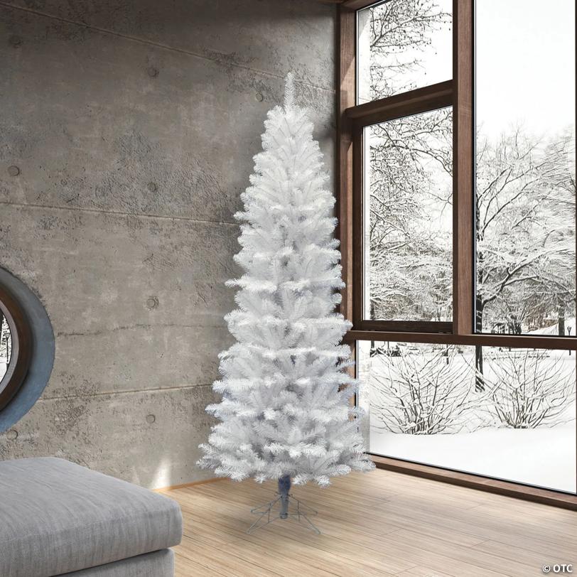 Vickerman 7.5' White Salem Pencil Pine Christmas Tree - Unlit