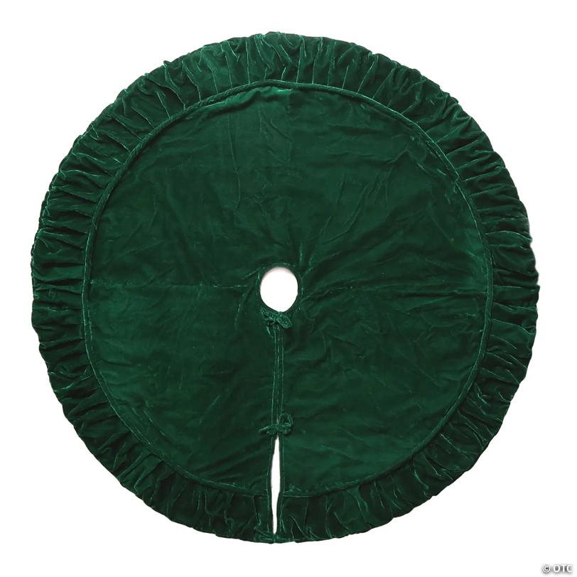 Vickerman 84" plush Emerald Green velvet Christmas tree skirt. Fully Lined; has a Tie Closure.