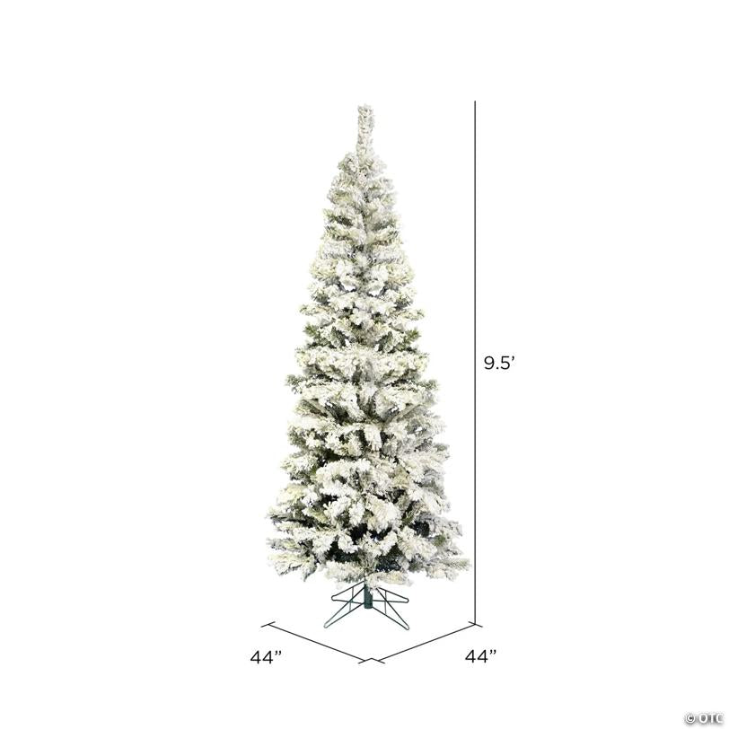 Vickerman 9.5' Flocked Pacific Pencil Artificial Christmas Tree, Unlit