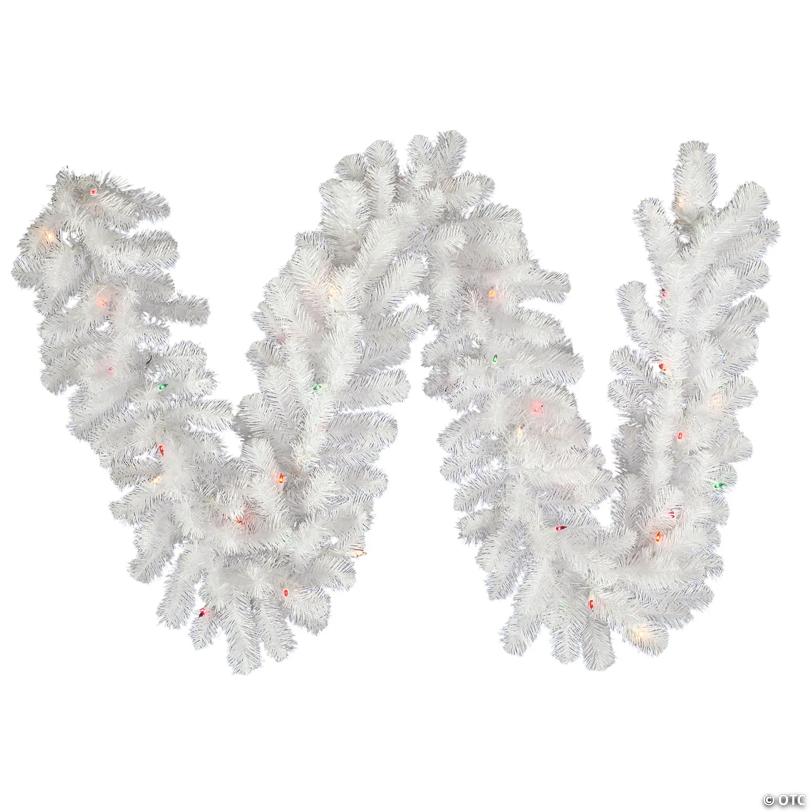 Vickerman 9' Crystal White Spruce Christmas Garland with Multi-Colored LED Lights