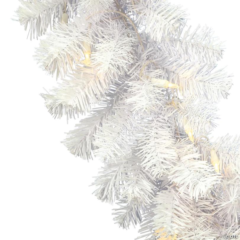 Vickerman 9' Crystal White Spruce Christmas Garland with Warm White LED Lights
