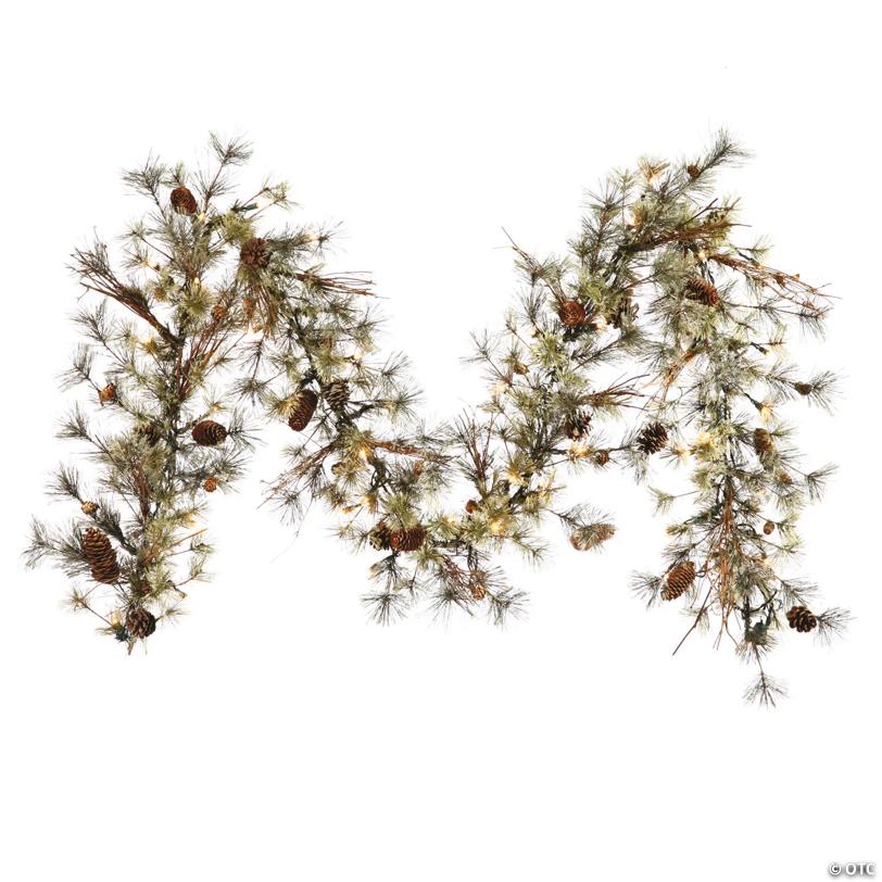 Vickerman 9' Dakota Christmas Garland with Warm White LED Lights