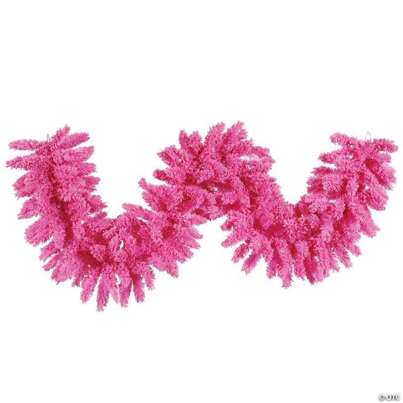 Vickerman 9' Flocked Pink Fir Artificial Christmas Garland, Unlit