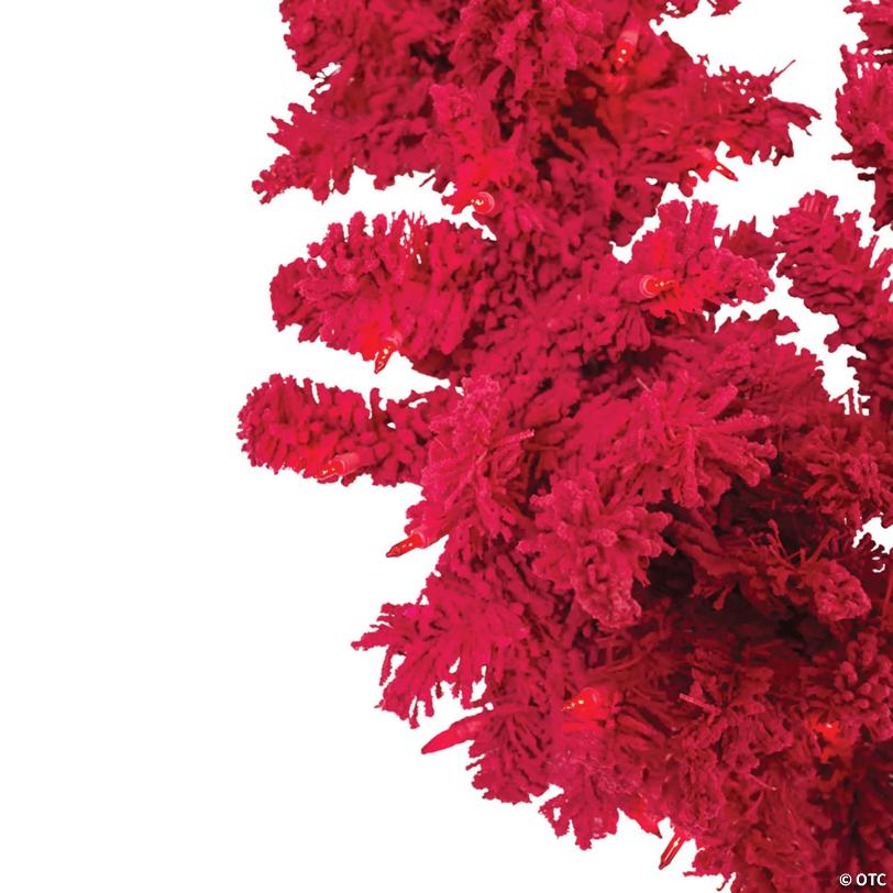Vickerman 9' Flocked Red Artificial Christmas Garland, Red Dura-Lit LED lights.