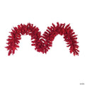 Vickerman 9' Flocked Red Artificial Christmas Garland, Red Dura-Lit LED lights.