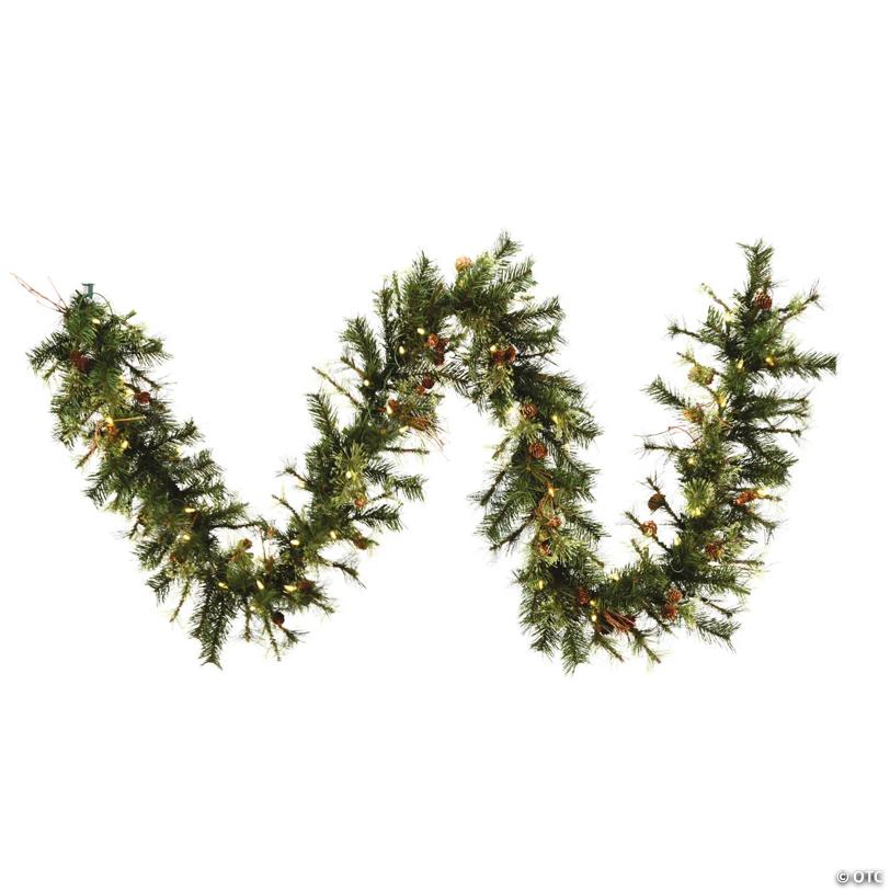 Vickerman 9' Mixed Country Pine Christmas Garland with Warm White LED Lights