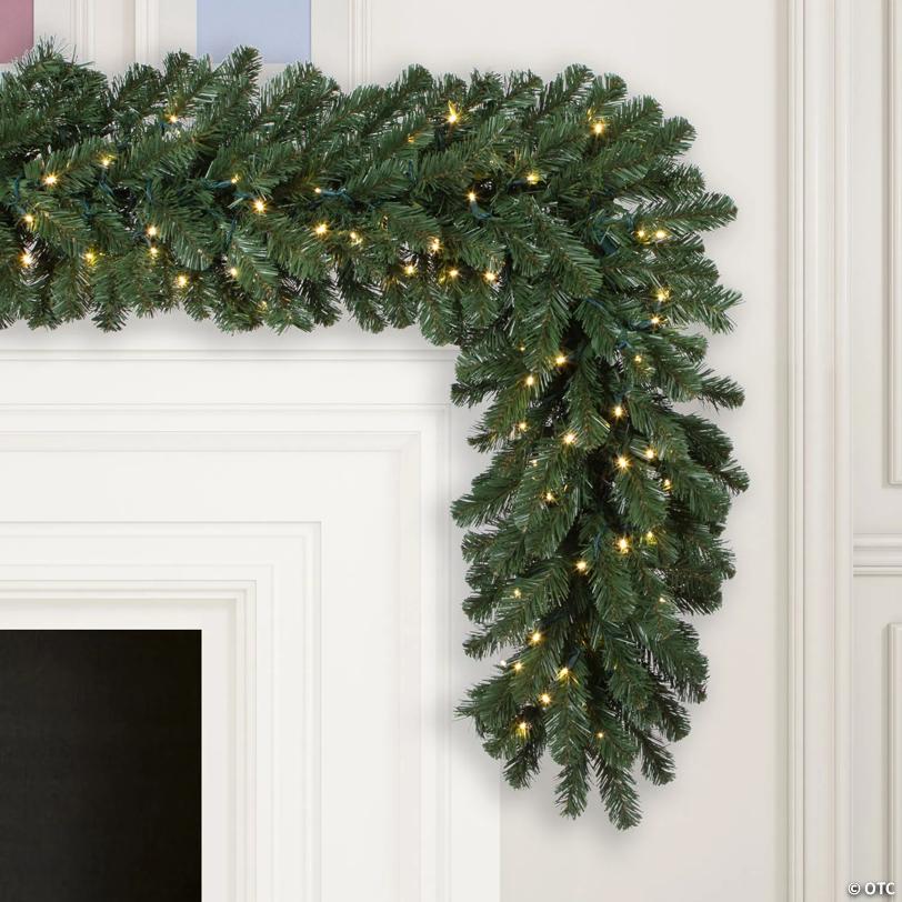Vickerman 9' Oregon Fir Artificial Christmas Garland, Warm White Single Mold LED Wide Angle Lights