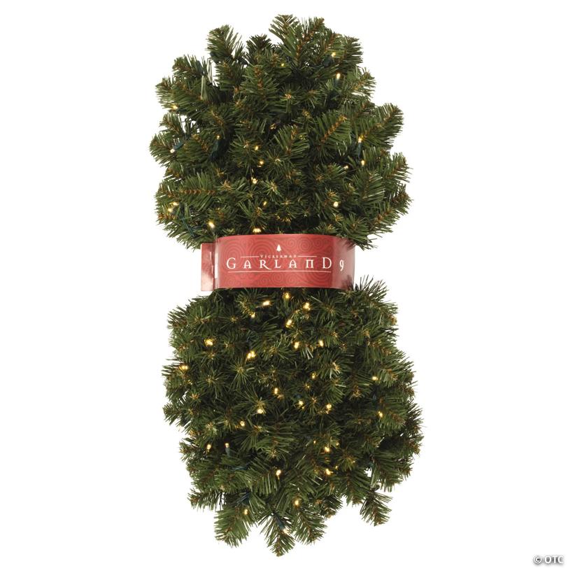 Vickerman 9' Oregon Fir Christmas Garland with Warm White LED Lights