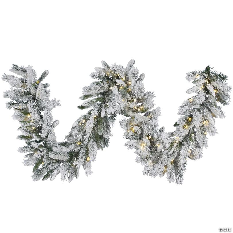 Vickerman 9' Snow Ridge Artificial Christmas Garland, Warm White LED Lights