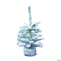 Vickerman 9" flocked Mini Pine Artificial Christmas tree, Set of 6