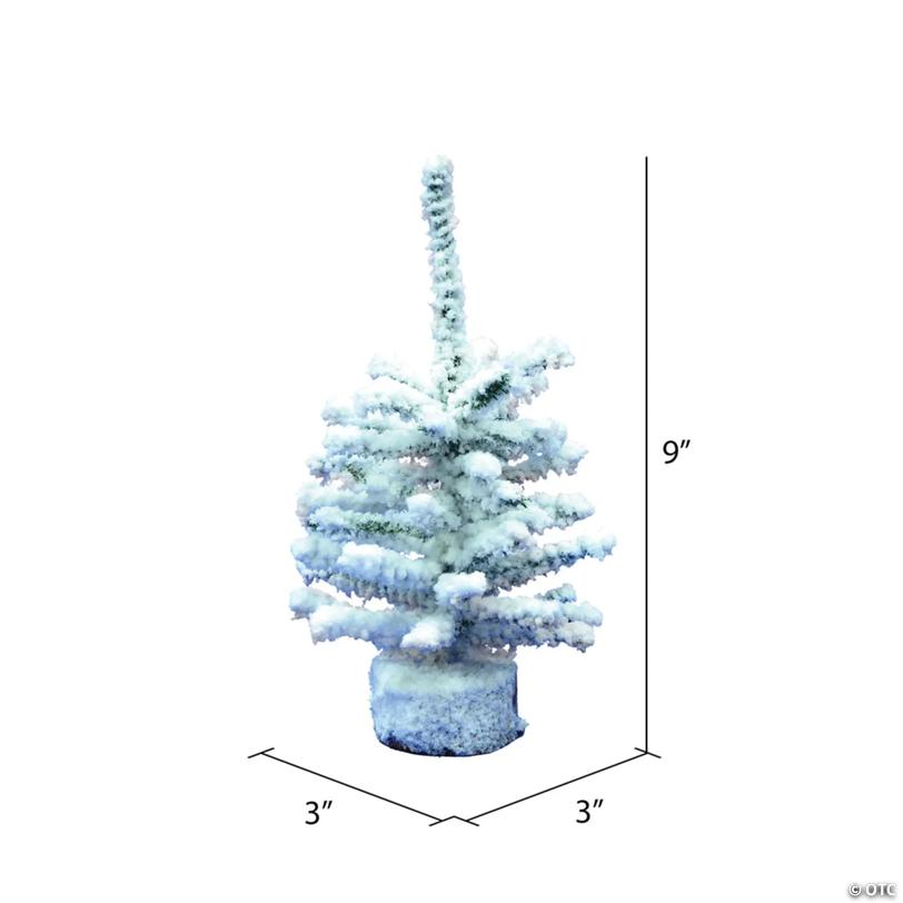 Vickerman 9" flocked Mini Pine Artificial Christmas tree, Set of 6
