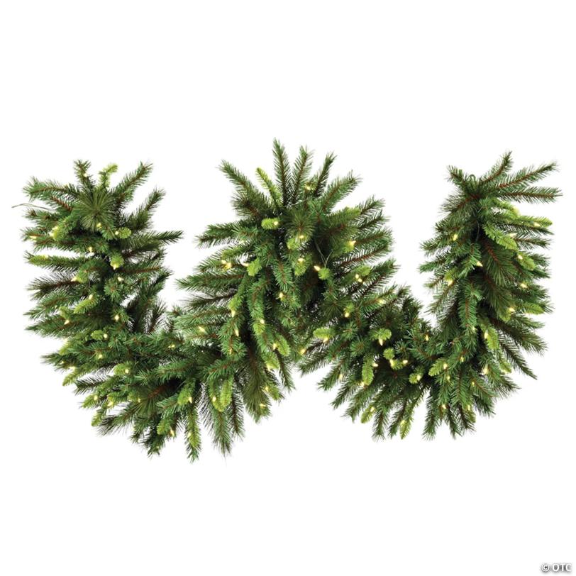 Vickerman 9' x 14" Bangor Mixed Pine Artificial Christmas Garland, Warm White Dura-lit LED Mini Lights