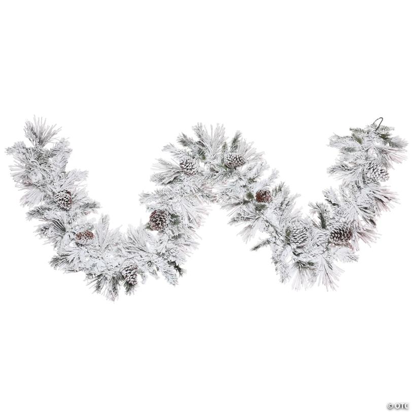 Vickerman 9' x 14" Flocked Atka Artificial Christmas Garland, Unlit