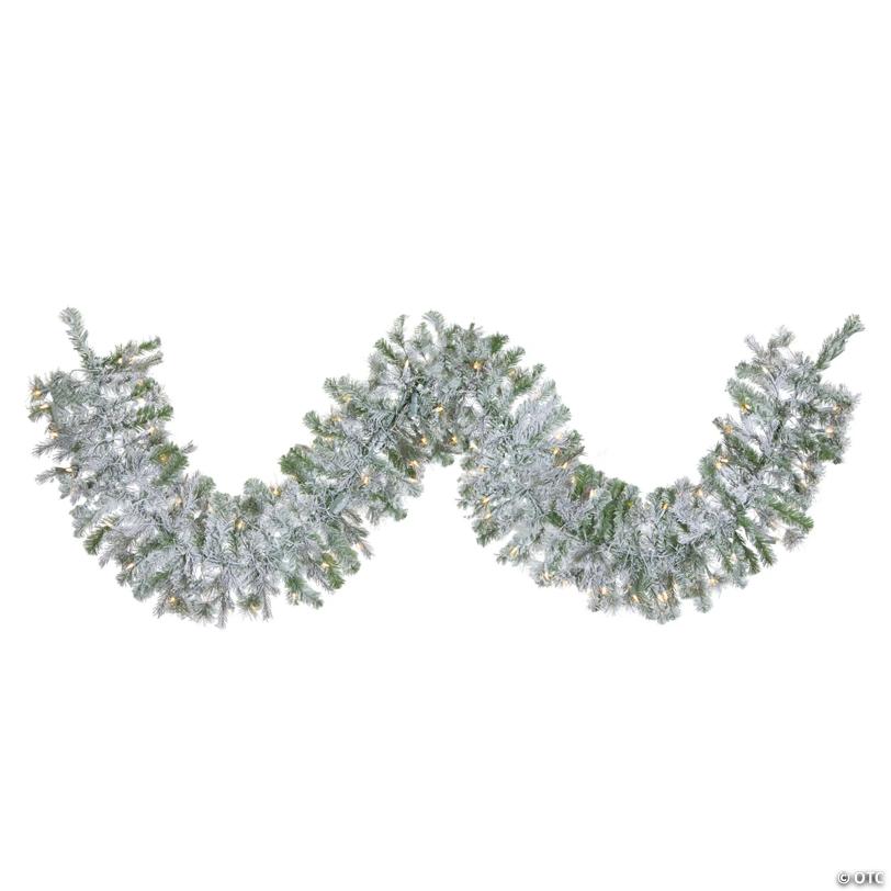 Vickerman 9' x 14' Flocked Kiana Artificial Christmas Garland, Warm White Dura-Lit® LED Mini Lights