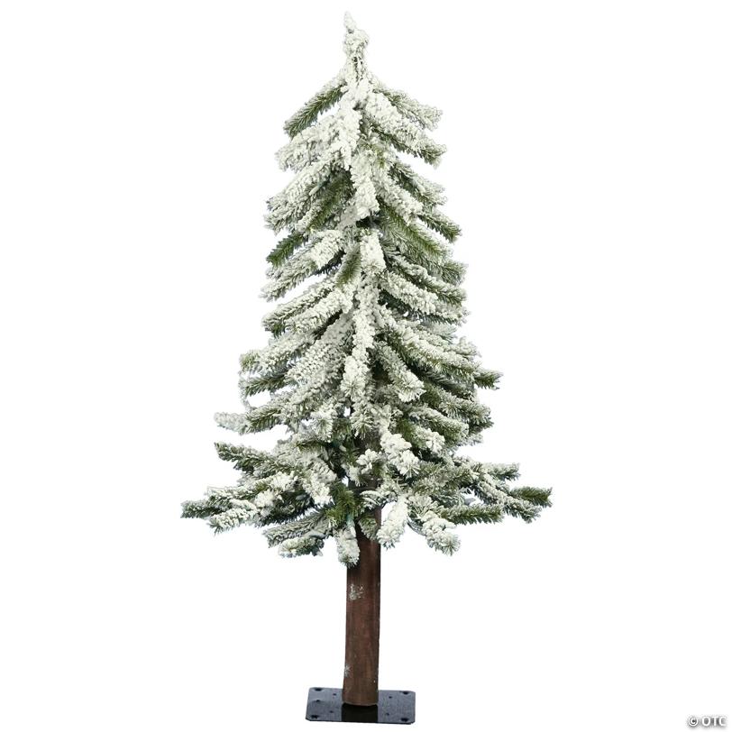 Vickerman Artificial 2' x 14" Flocked Alpine Christmas Tree, Unlit