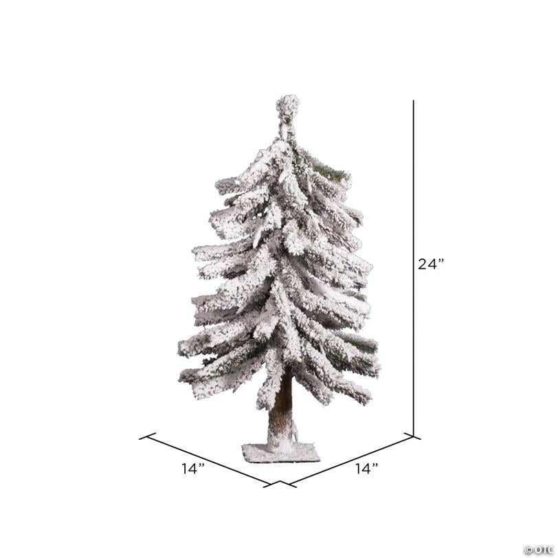 Vickerman Artificial 2' x 14" Flocked Alpine Christmas Tree, Unlit