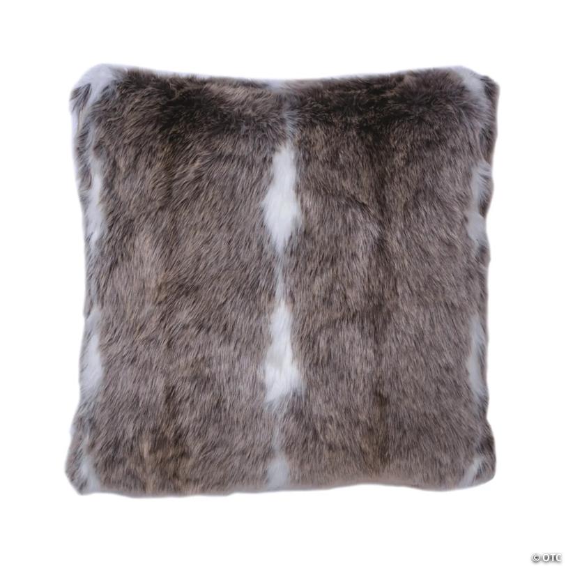 Vickerman Brown and White Striped Faux Fur 18" x 18" Throw Pillow